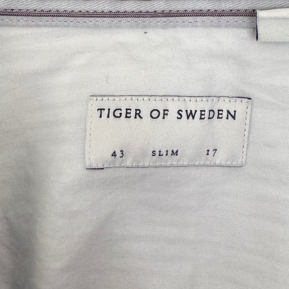 Tiger of Sweden Mens Striped Long Sleeve Button Down Shirt, Slim Fit, Gray - Picture 5 of 8